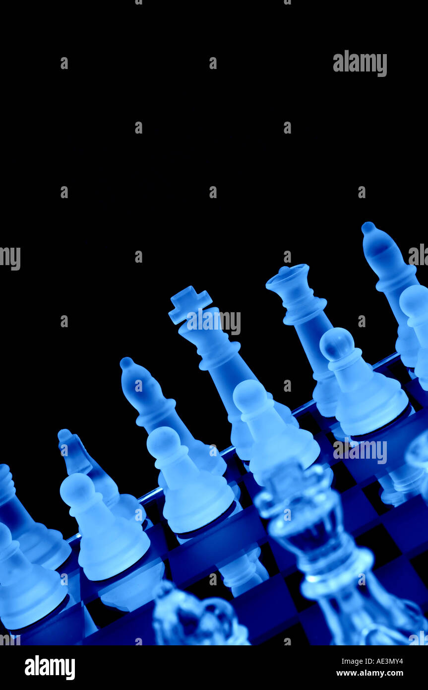 Glass chess pieces with toned effect Stock Photo