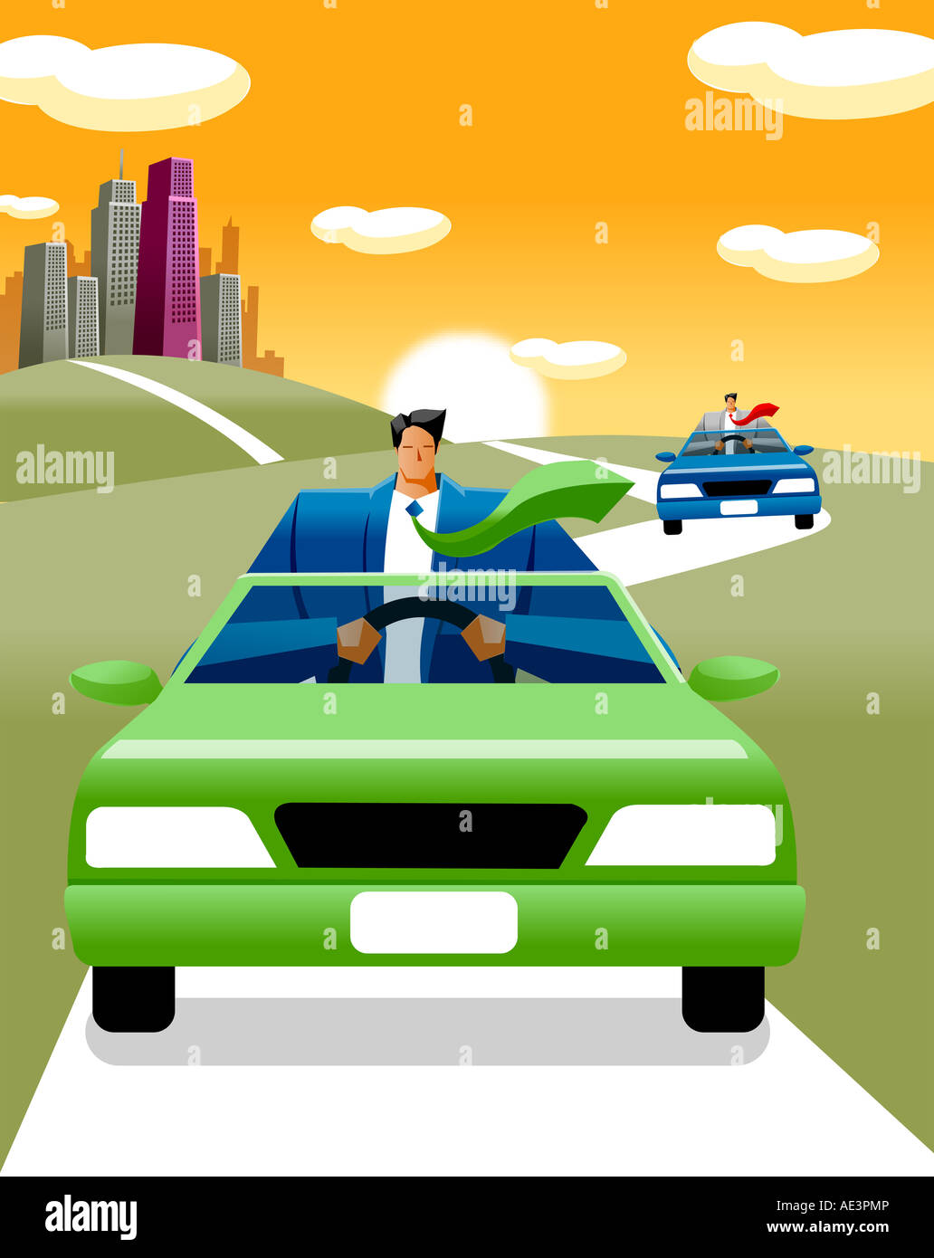 Two businessmen driving cars Stock Photo - Alamy