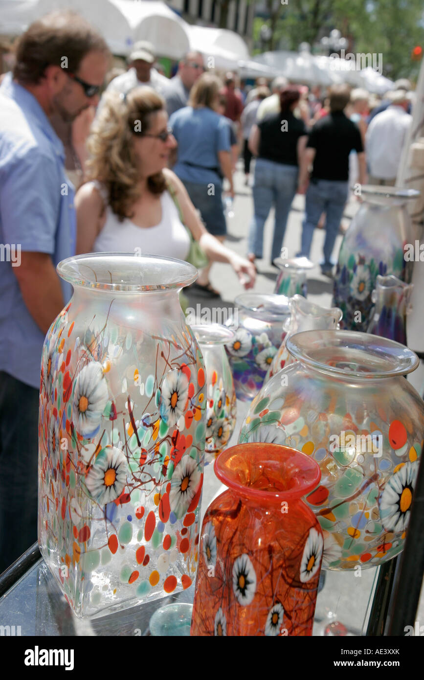 Ann Arbor Michigan,Main Street,Art Fairs,glass jars,painted,visitors