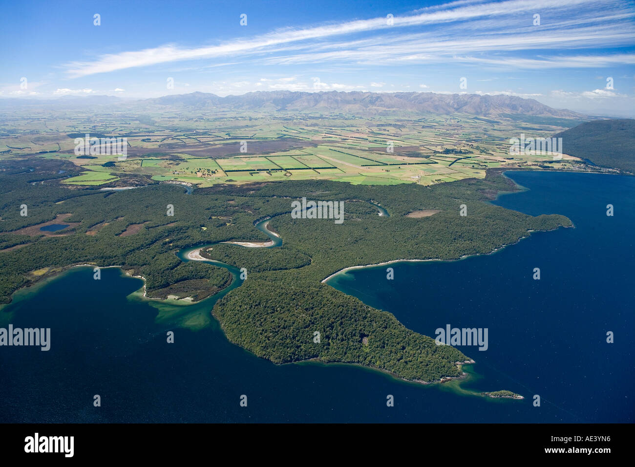 Lake Manapouri and Waiau River Fiordland National Park South Island New ...