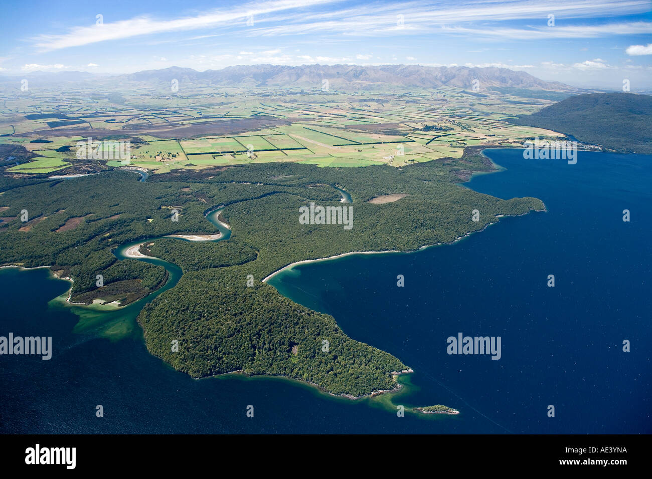 Lake Manapouri and Waiau River Fiordland National Park South Island New ...
