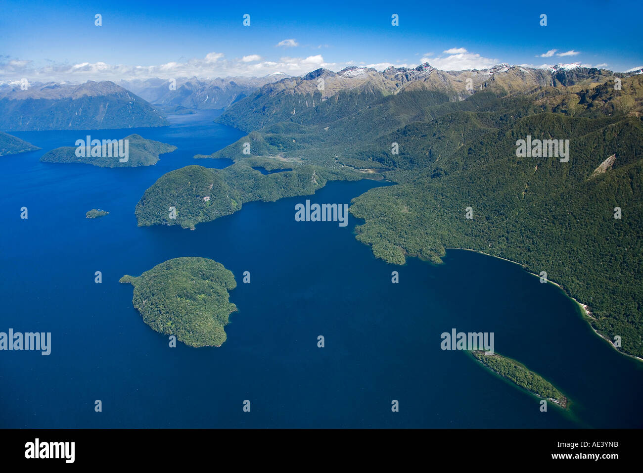 Lake Manapouri Fiordland National Park South Island New Zealand aerial