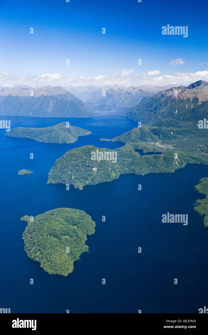 Lake Manapouri Fiordland National Park South Island New Zealand aerial ...