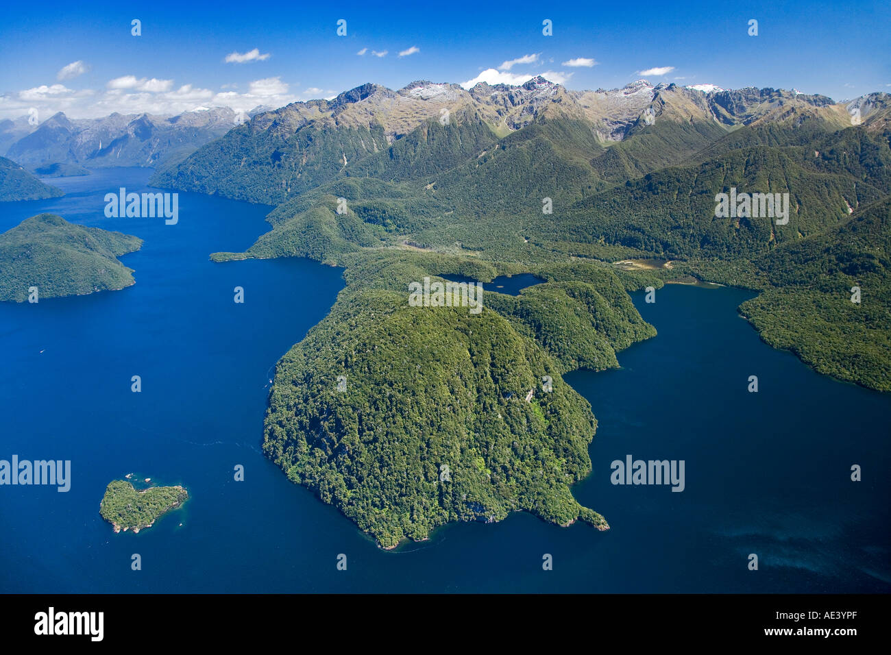 Lake Manapouri Fiordland National Park South Island New Zealand aerial ...