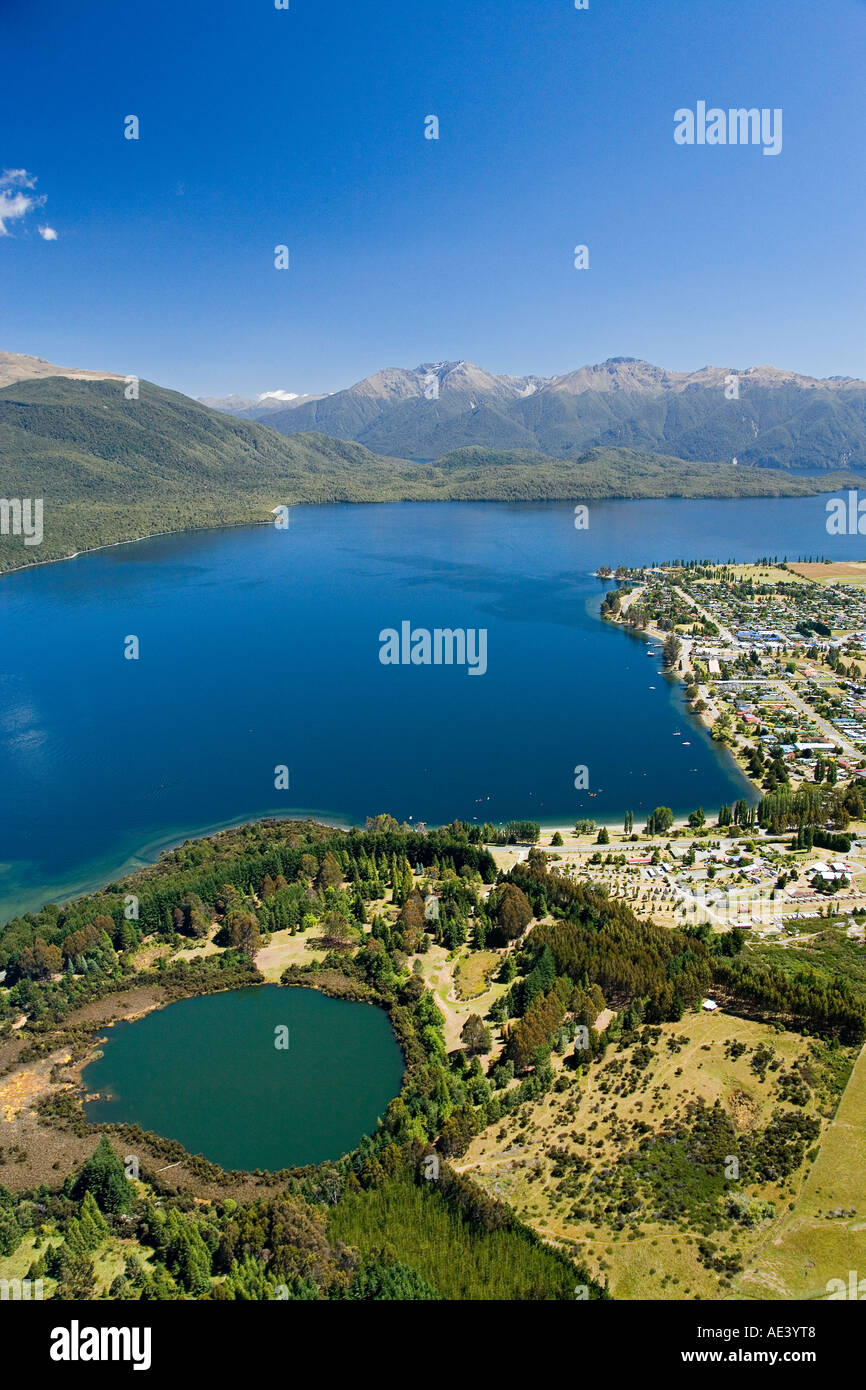 Lake Henry Te Anau and Lake Te Anau Fiordland South Island New Zealand aerial Stock Photo