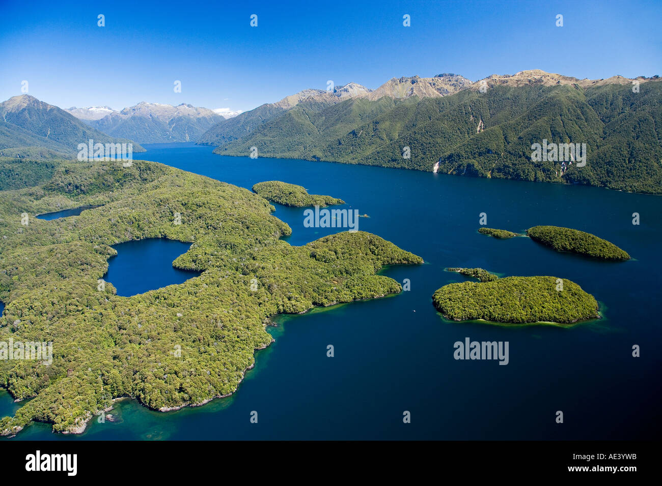 Dome Islands and South Fiord Lake Te Anau Fiordland National Park South