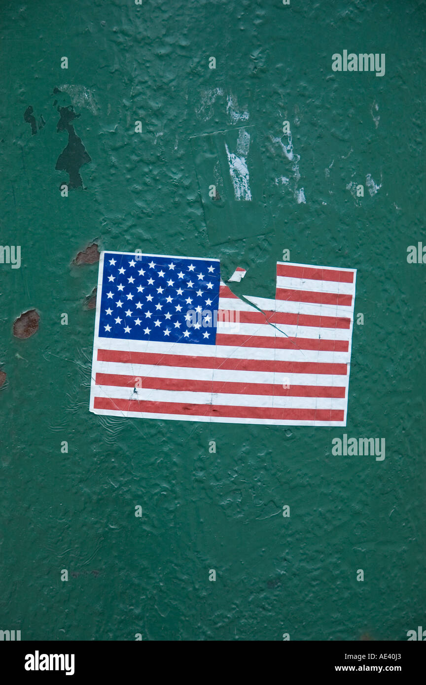 tarnished USA flag sticker Stock Photo