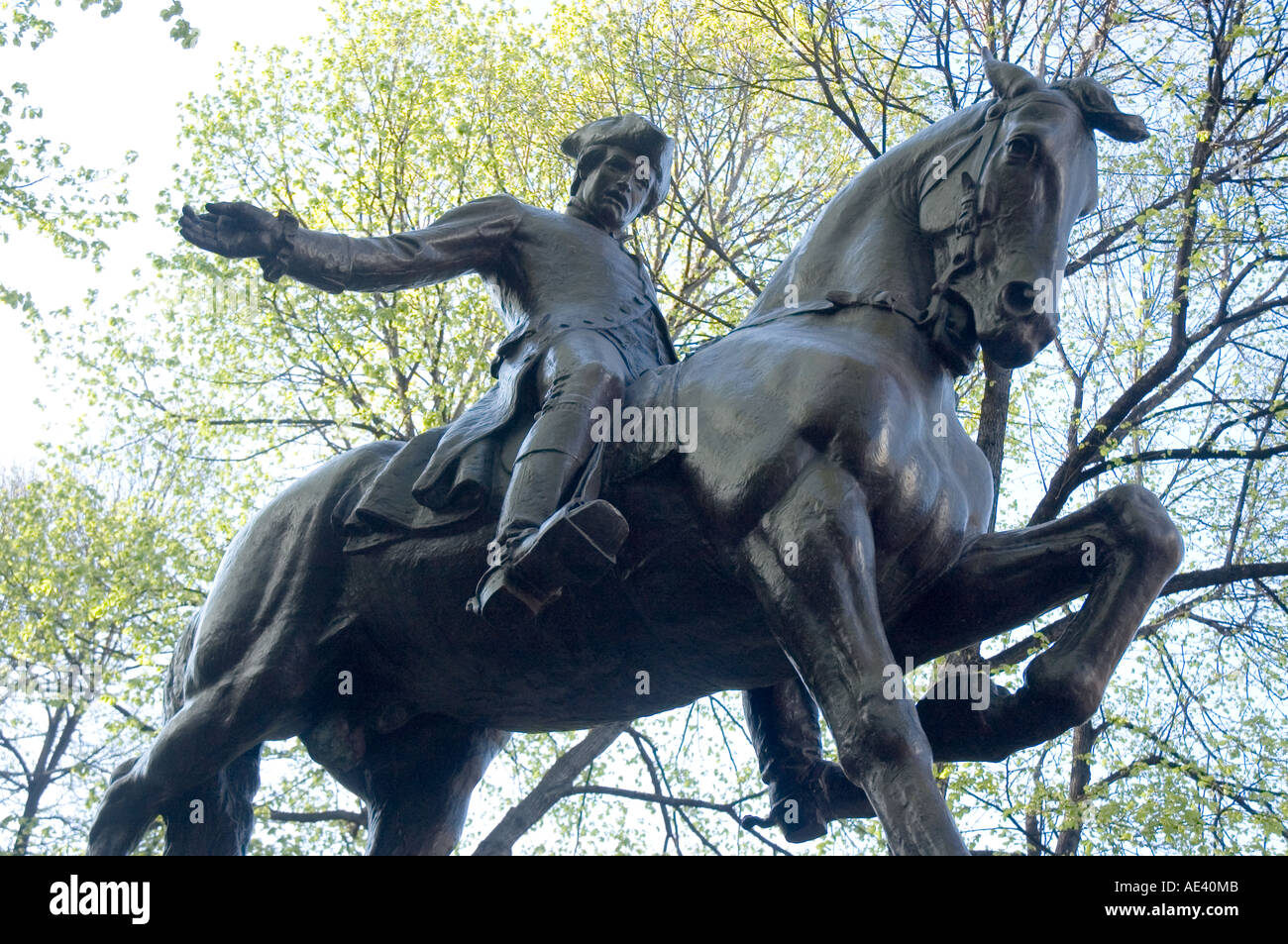 Paul Revere statue in Boston's North End Stock Photo