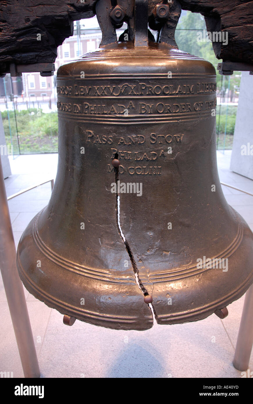 Liberty Bell closeup with crack Philadelphia Pennsylvania PA USA Stock
