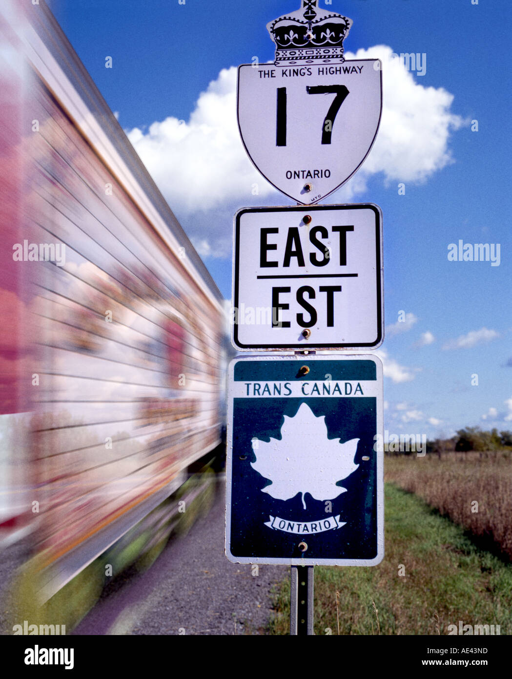 Truck Passing Route 17 East Sign - Part of the Trans Canada Highway ...