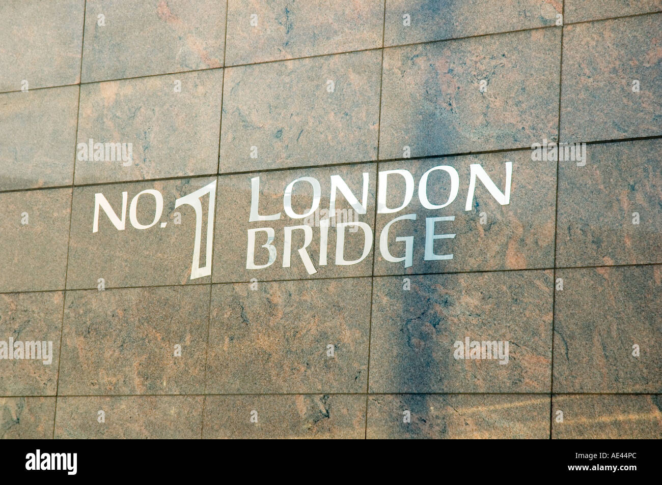 Sign for office building at Number One No 1 London Bridge London UK