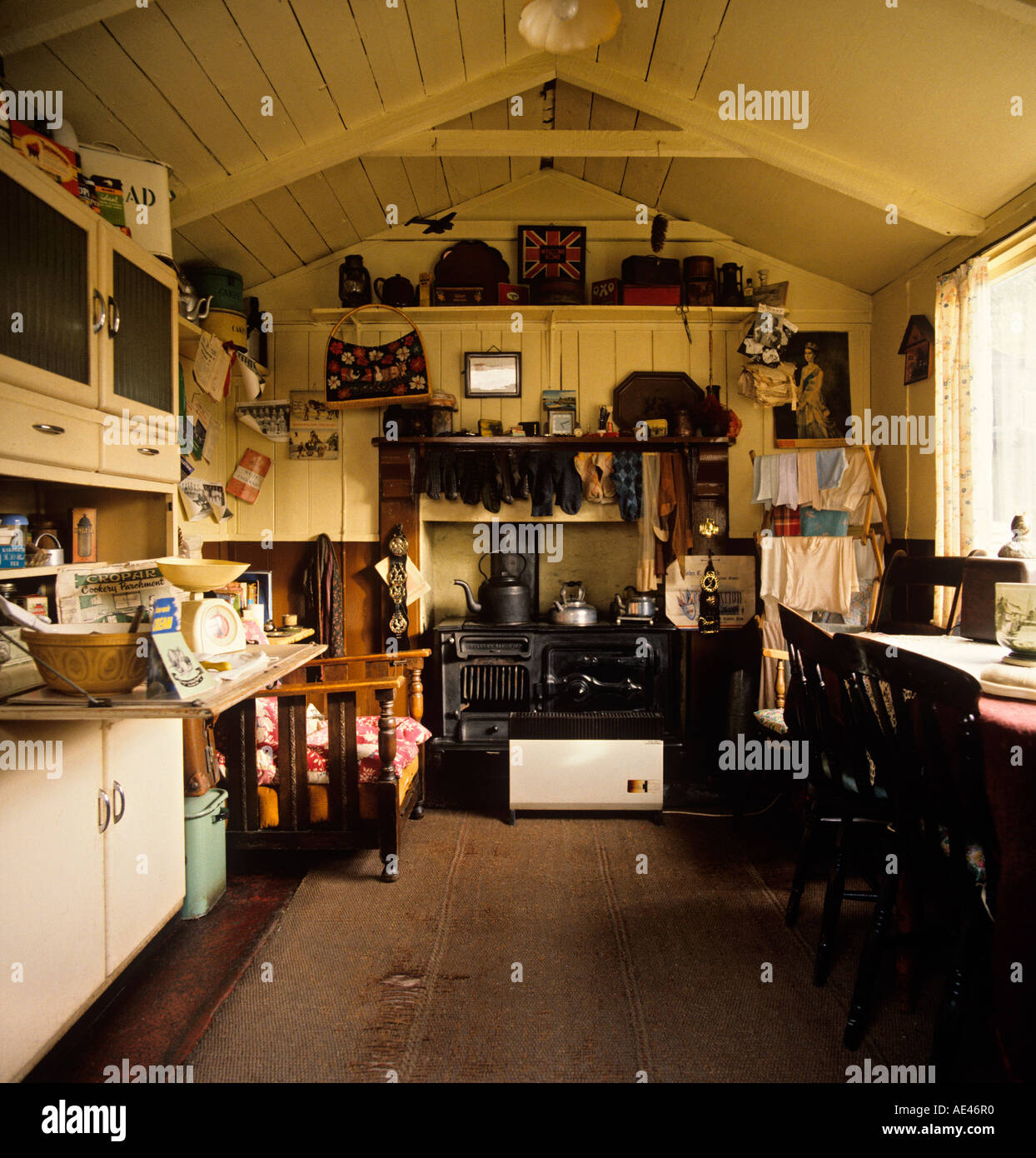 Wales Cardiff St Fagans National Museum of Welsh Life Folk Museum Rhyd y car Cottages interior Stock Photo