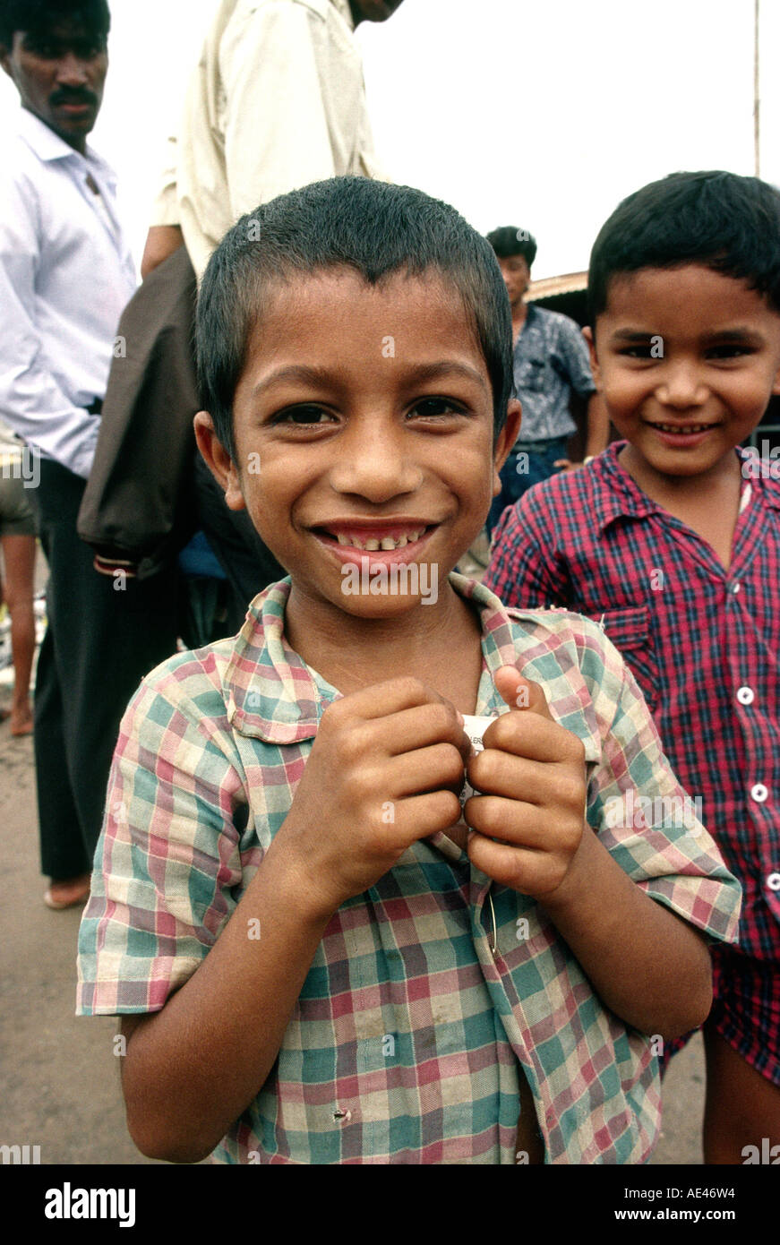 India Goa Mapusa market children smiling boy Stock Photo