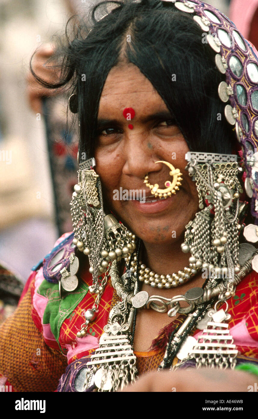 The women of the Meghwal tribe, Kutch Meghwal married woman wear an  elaborate gold nose ring called 