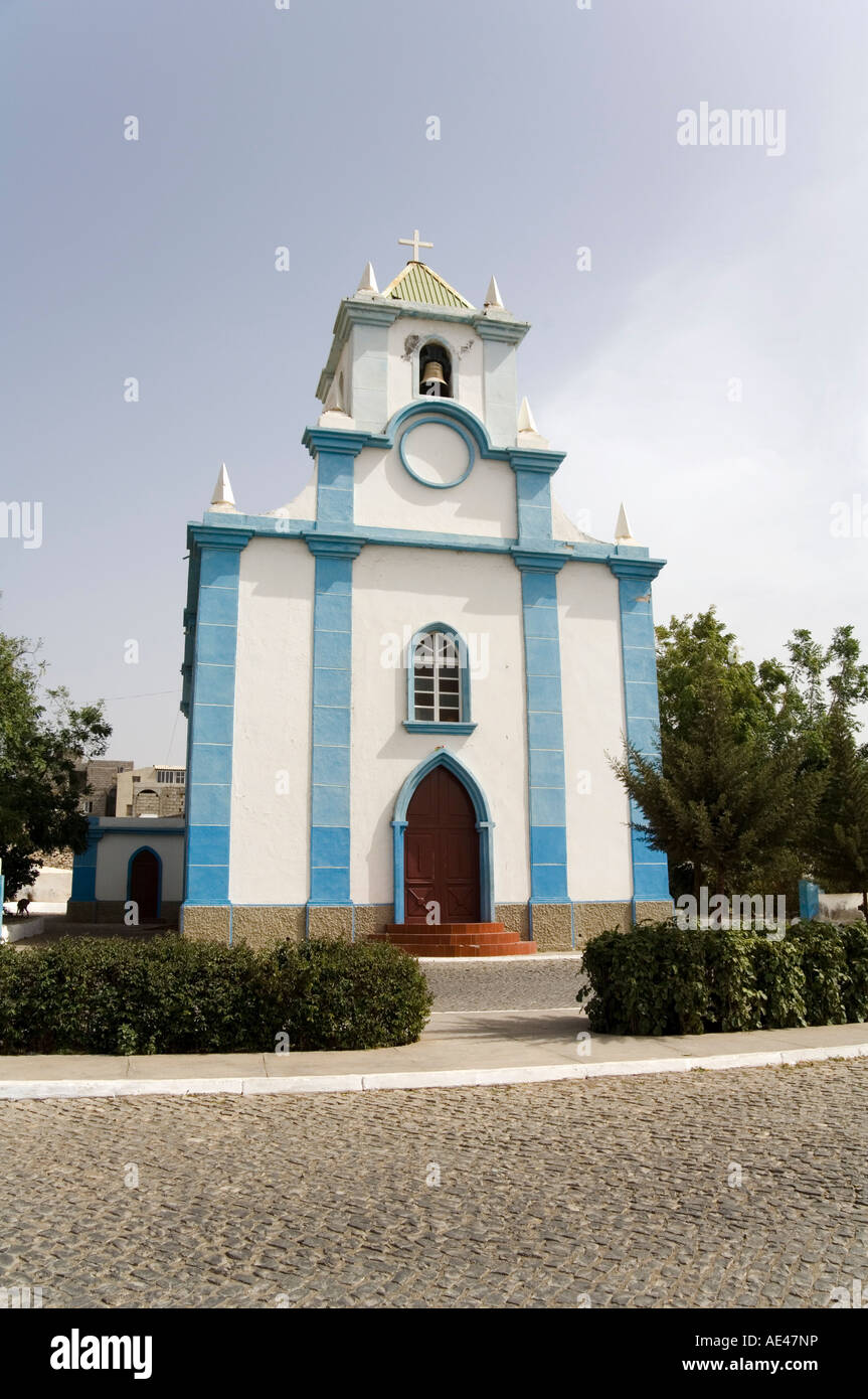 Church on main square, Tarrafal, Santiago, Cape Verde Islands, Africa