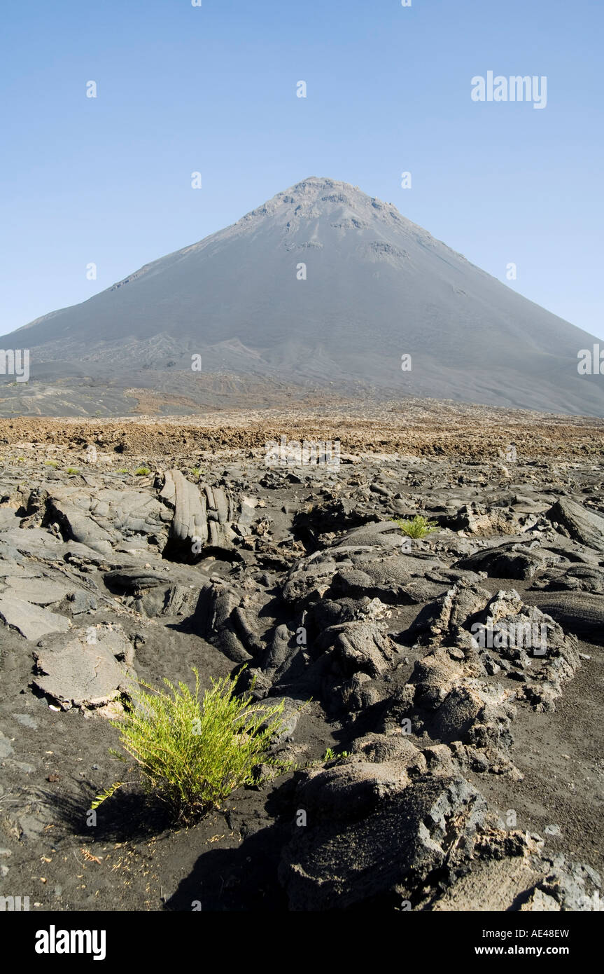 View from the caldera of the volcano of Pico de Fogo, Fogo (Fire), Cape ...