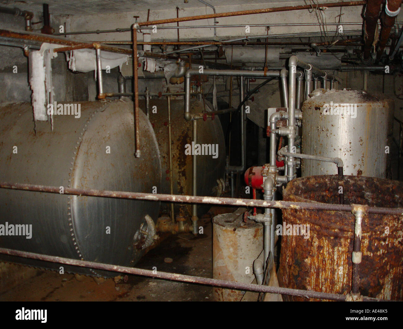 Boiler room Derelict Upstate New York farm. United States of America. Stock Photo