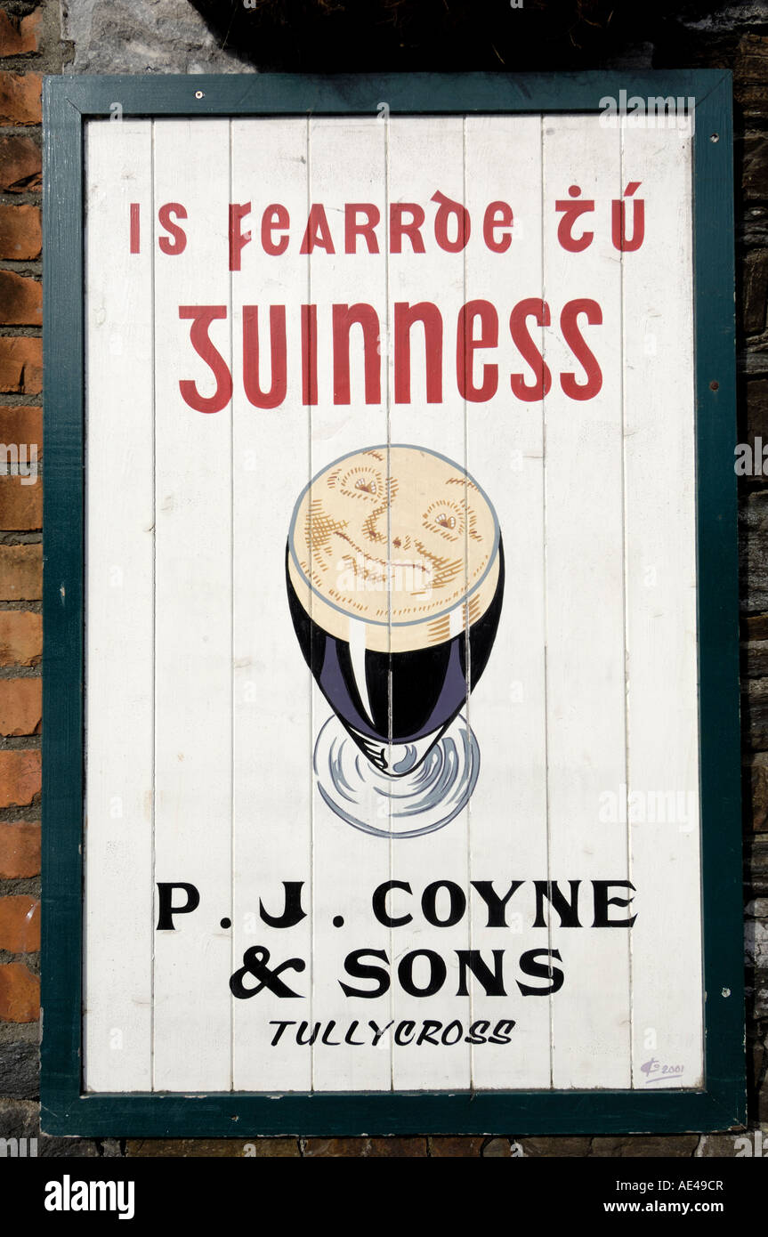 Guinness sign in Irish speaking Gaeltacht area, Tully Cross, Connemara