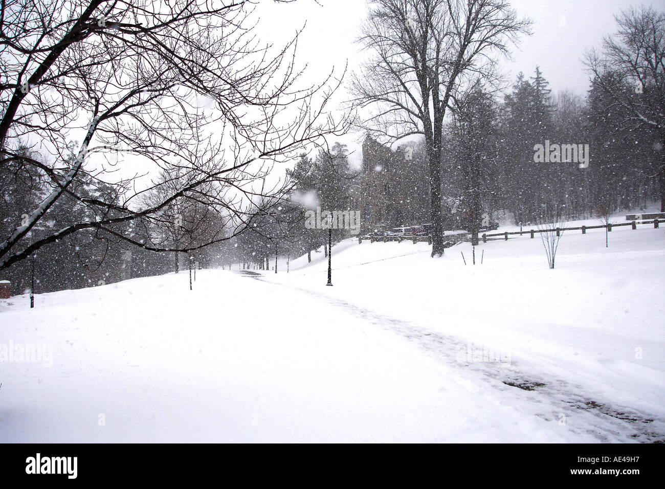Winter snow and ice, Alfred, New York state United States of America