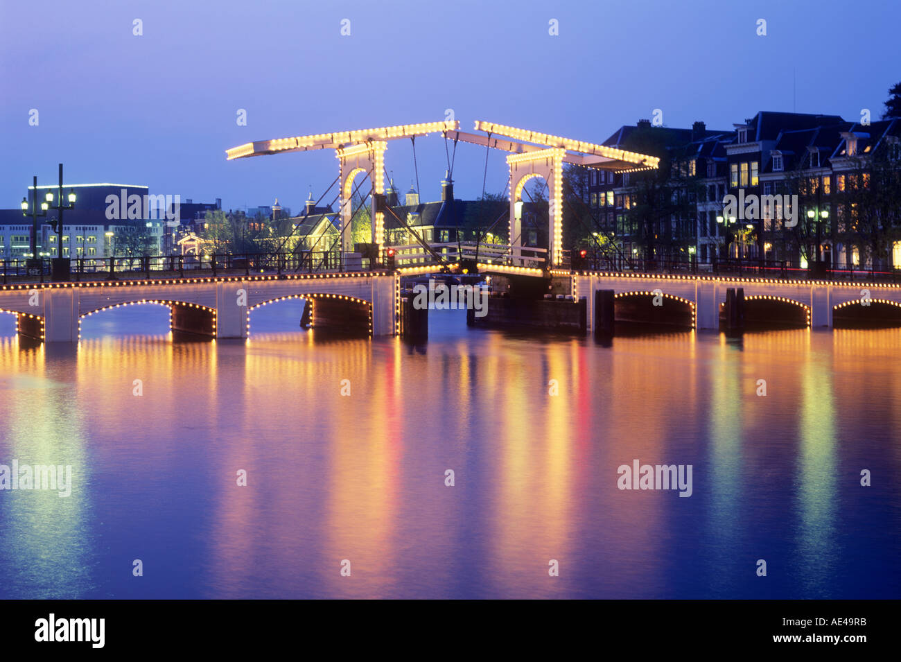 Skinny Bridge, Amsterdam, Netherlands Stock Photo