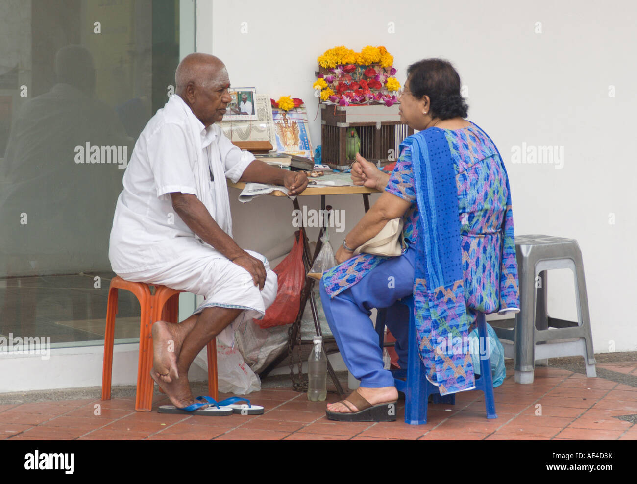 Fortune teller with a customer, Little India, Singapore, Southeast Asia, Asia Stock Photo