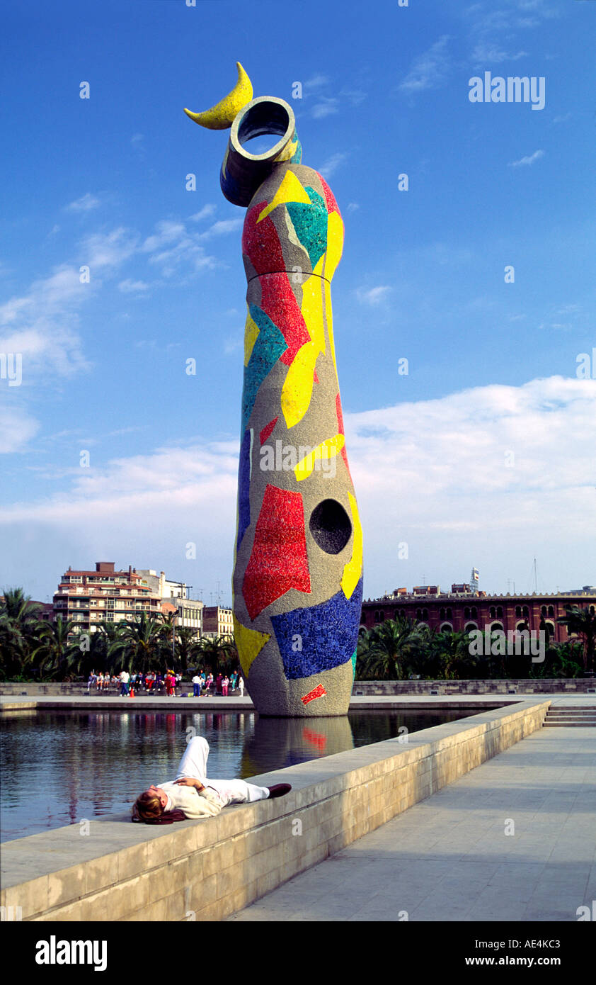 ESP Spanien Barcelona Miro sculpture Stock Photo