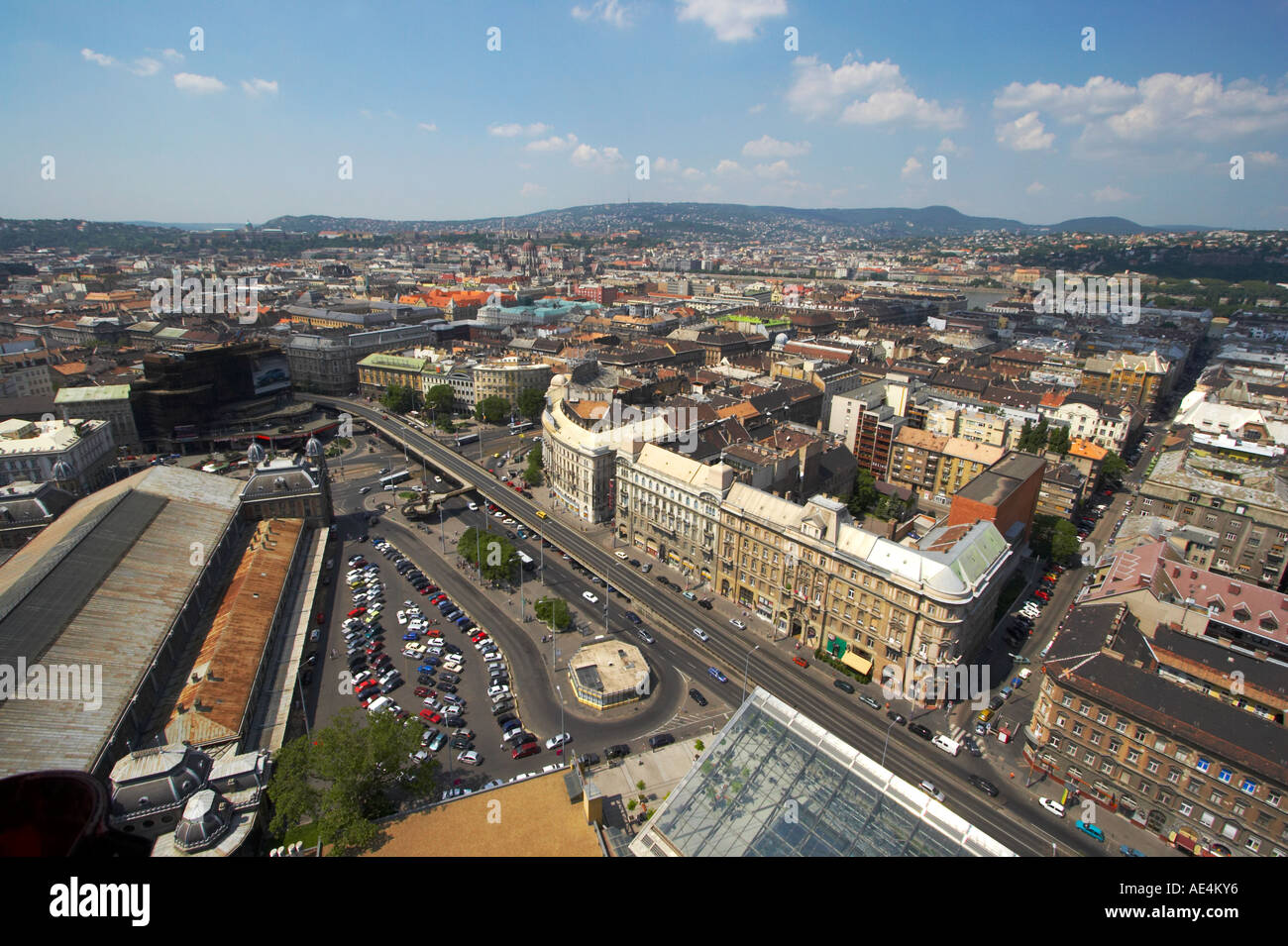 Streets of Pest from hot air balloon, Budapest Stock Photo - Alamy