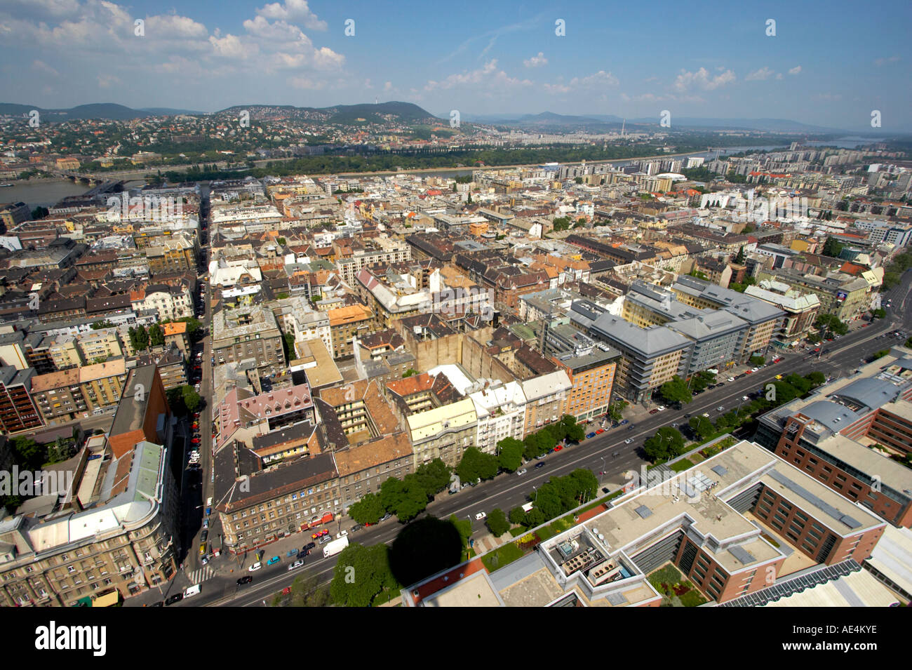 View over Pest from hot air balloon, Budapest Stock Photo - Alamy