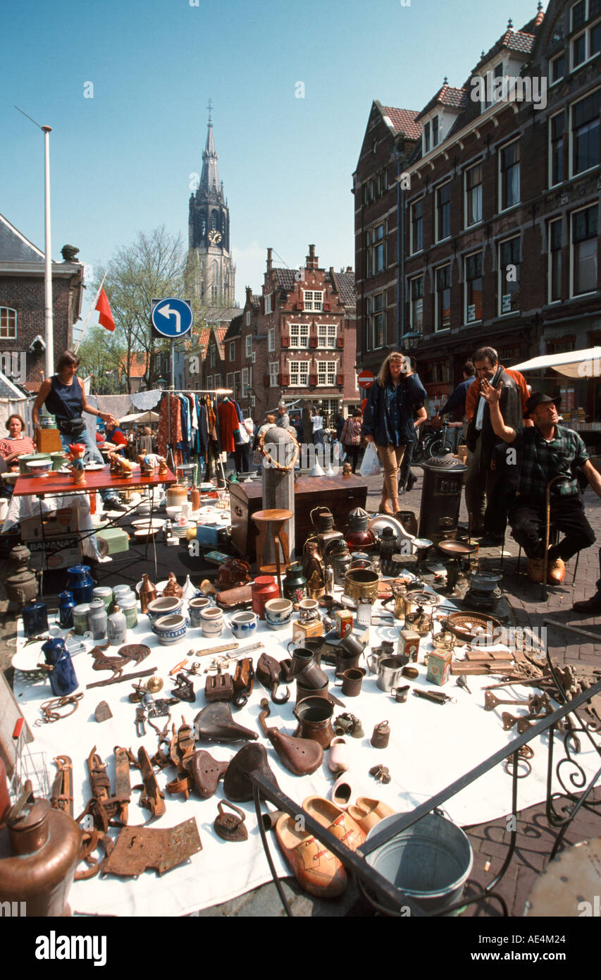 netherland Delft Flee market canal Stock Photo