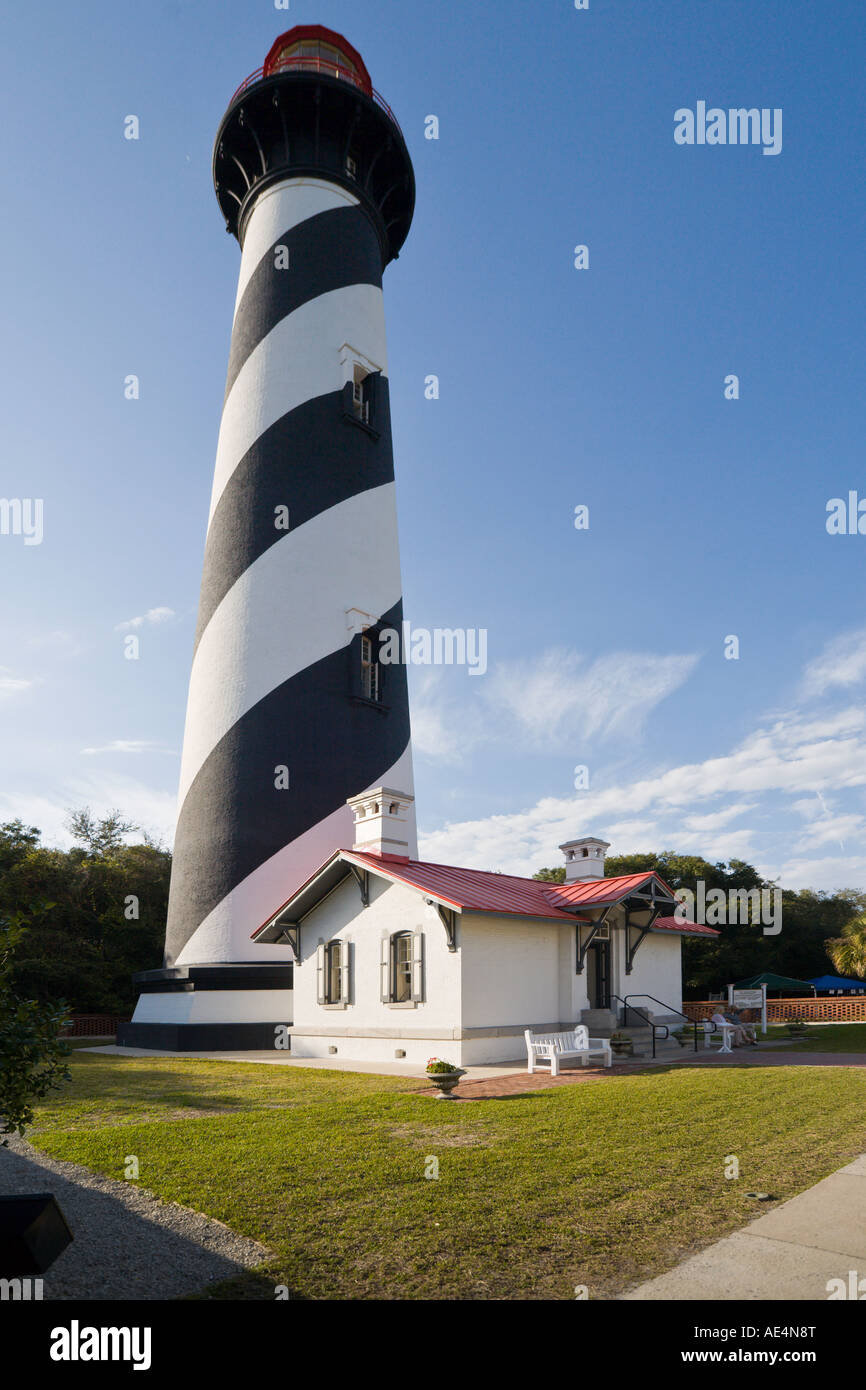 Black and white striped lighthouse at St. Augustine, Florida, USA on