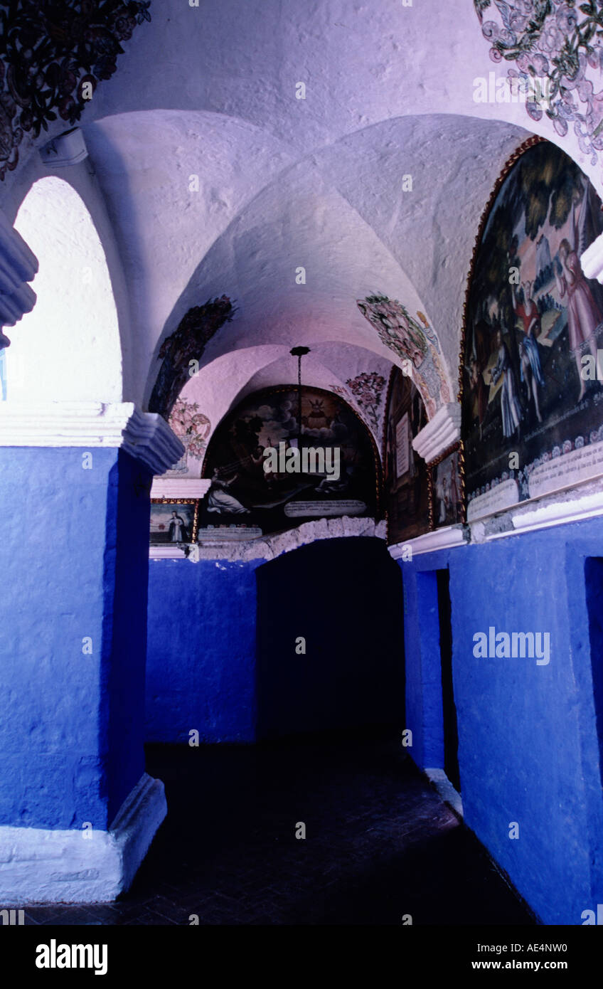 Blue Cloister in the Monasterio de Santa Catalina, Arequipa, Peru Stock Photo