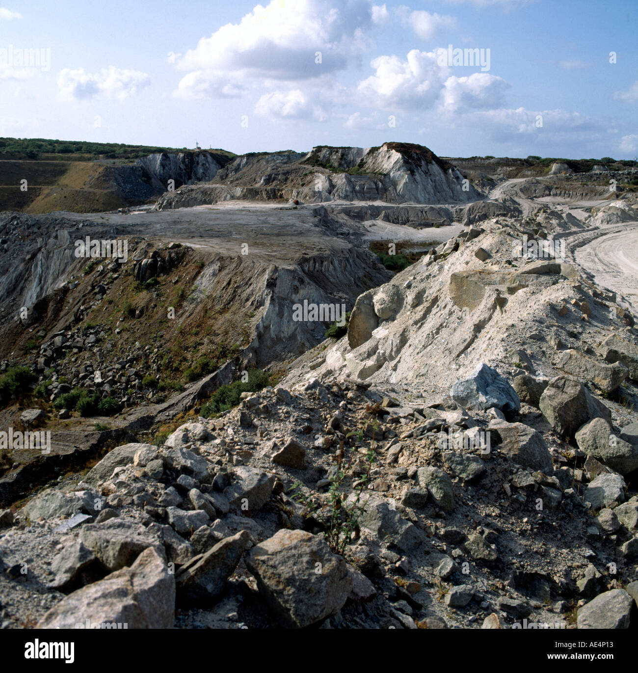 China clay pits near St Austell Cornwall Stock Photo