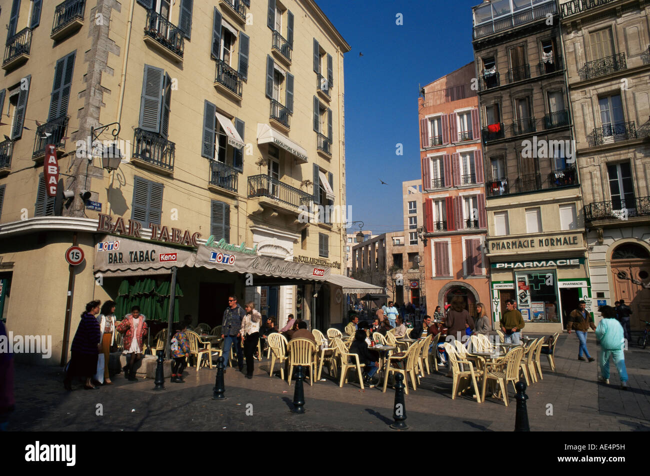 Outdoor cafe in city centre, Toulon, Var, Cote d'Azur, Provence, France, Mediterranean, Europe Stock Photo