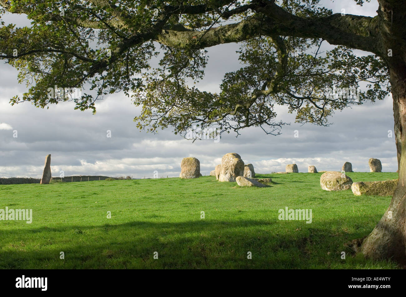 Long Meg and the Druids Circle, Little Salkeld, Eden Valley, Cumbria, England, United Kingdom, Europe Stock Photo