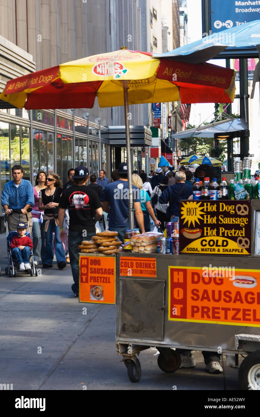 Hot dog and pretzel stand, Manhattan, New York City, New York, United