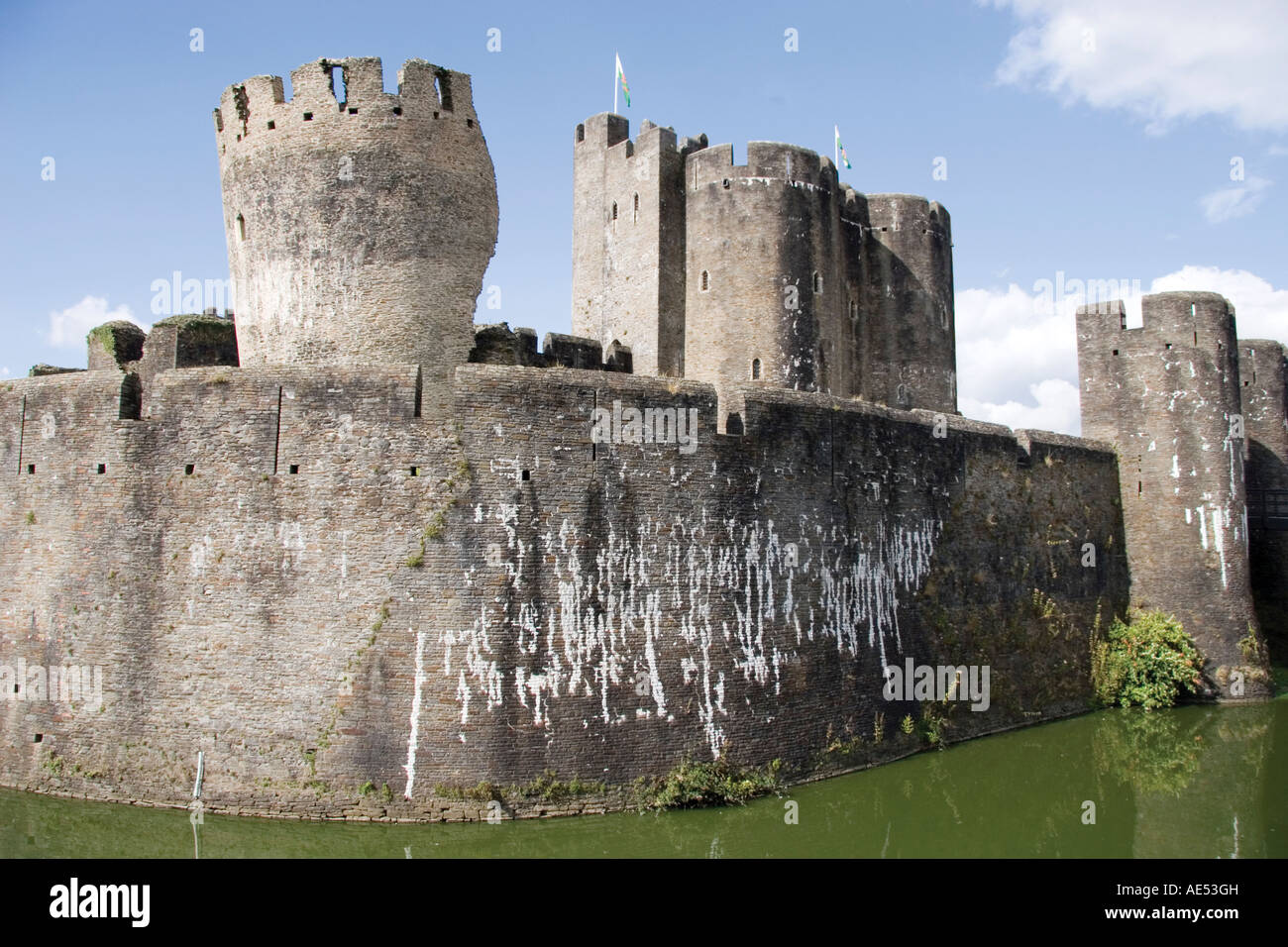 Leaning tower and gatehouse, Caerphilly Castle, dating from the 13th