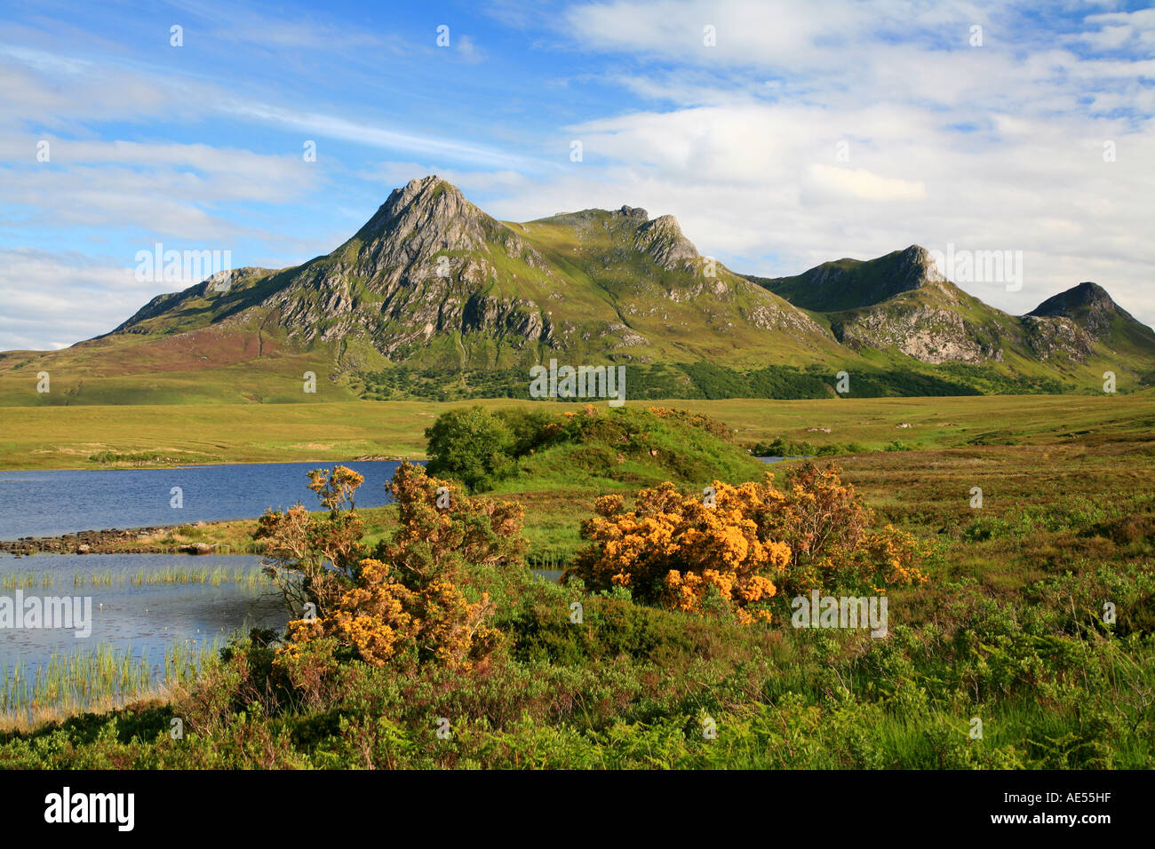 Scotland Highland Sutherland Ben Loyal near Tongue and Highland Lochan Stock Photo