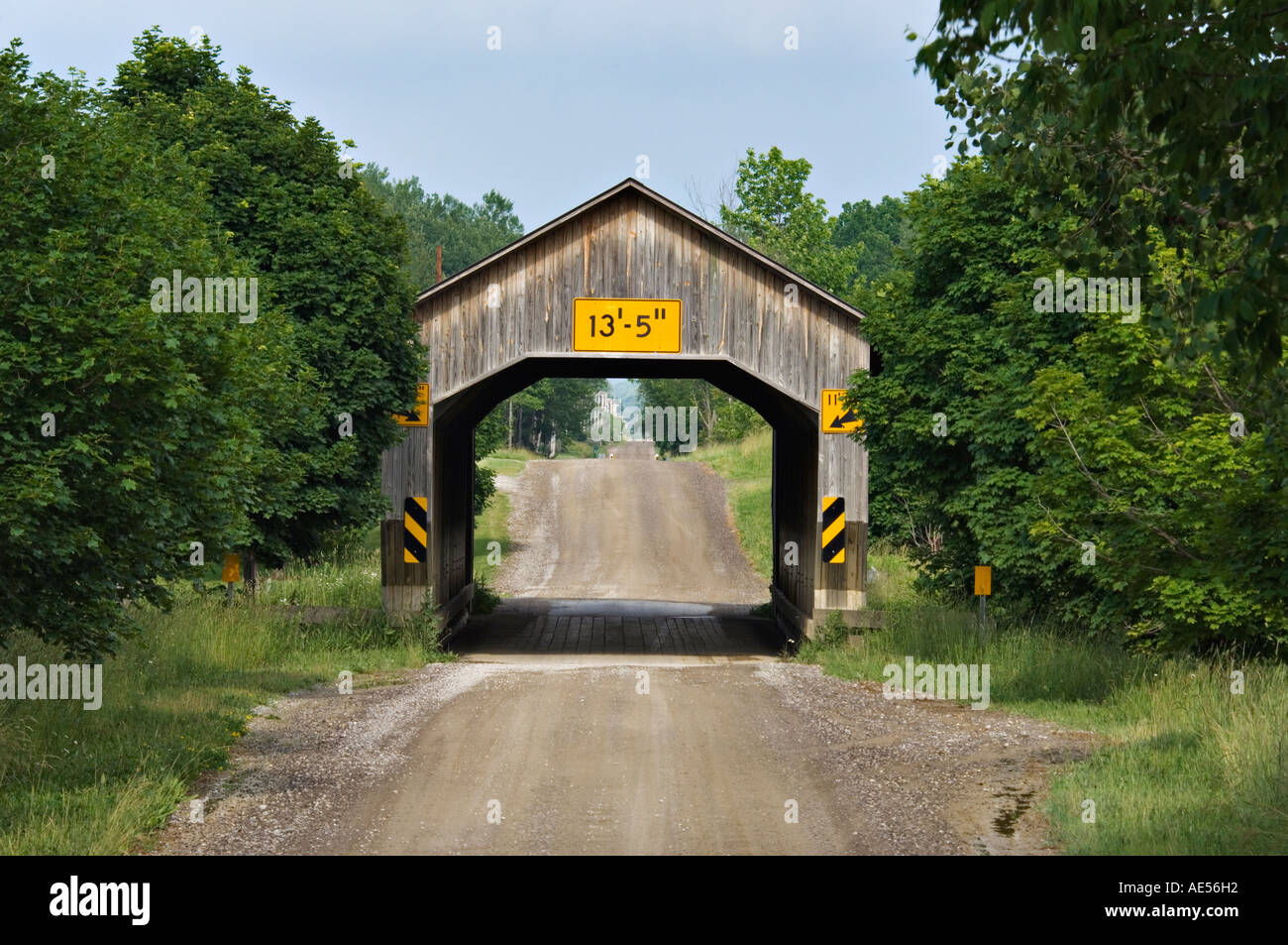 Caine Road Covered Bridge Crossing West Branch of Ashtabula River Ashtabula County Ohio Stock Photo