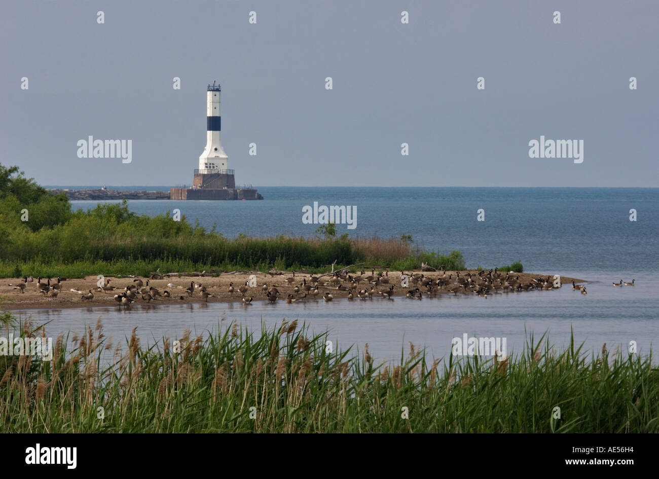 Conneaut West Breakwater Lighthouse Lake Erie Conneaut Ohio Stock Photo