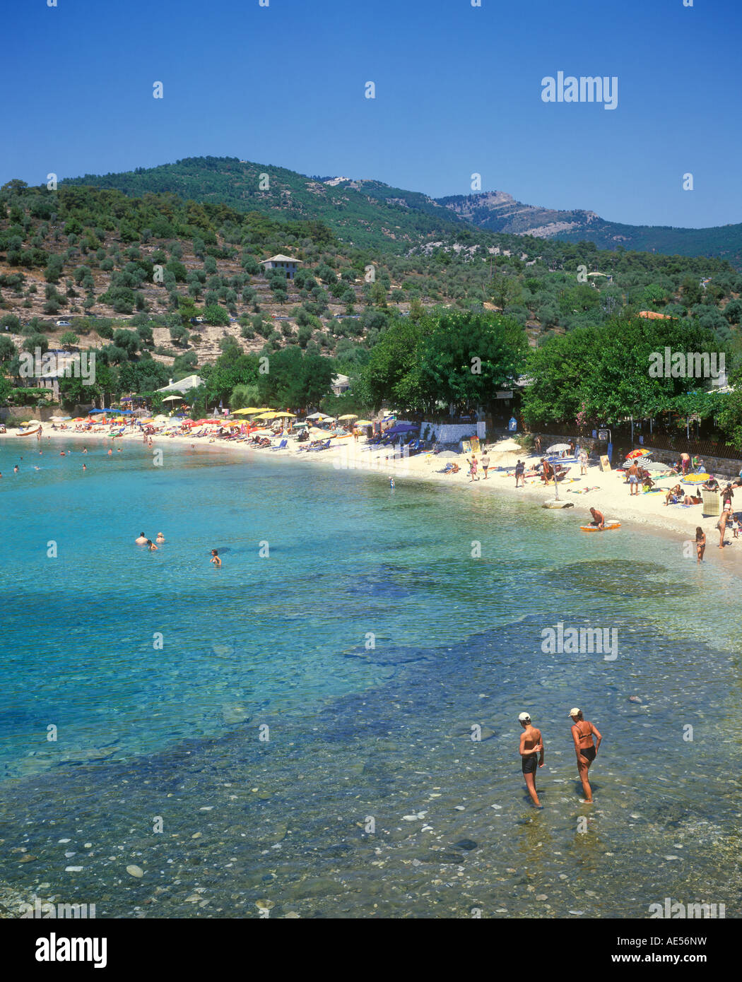 sandy beach near Alyki on the island of Thasos in Greece Stock Photo