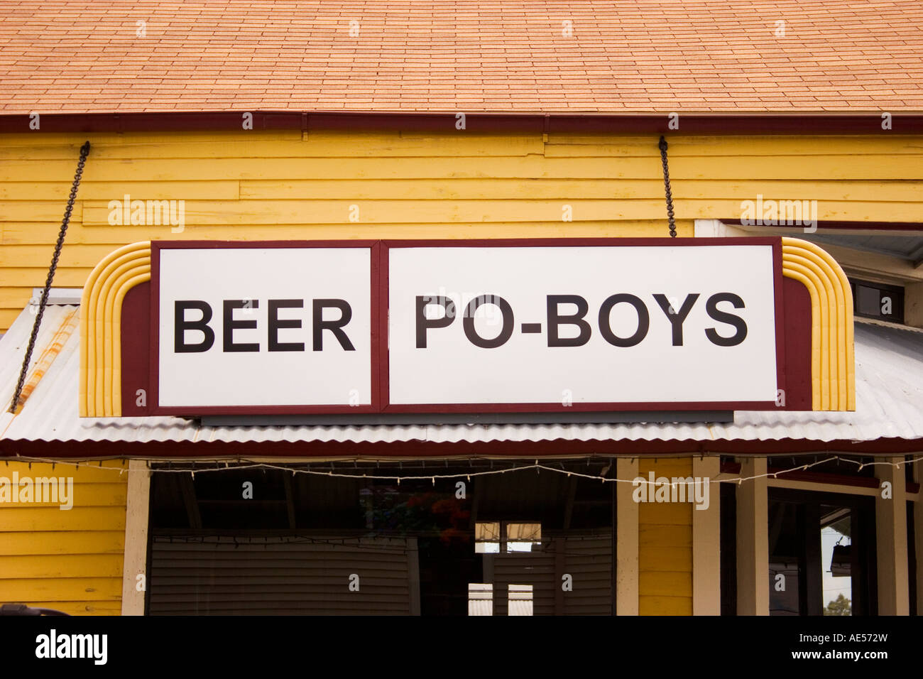 Beer and po-boys signs in New Orleans, LA, USA. Stock Photo