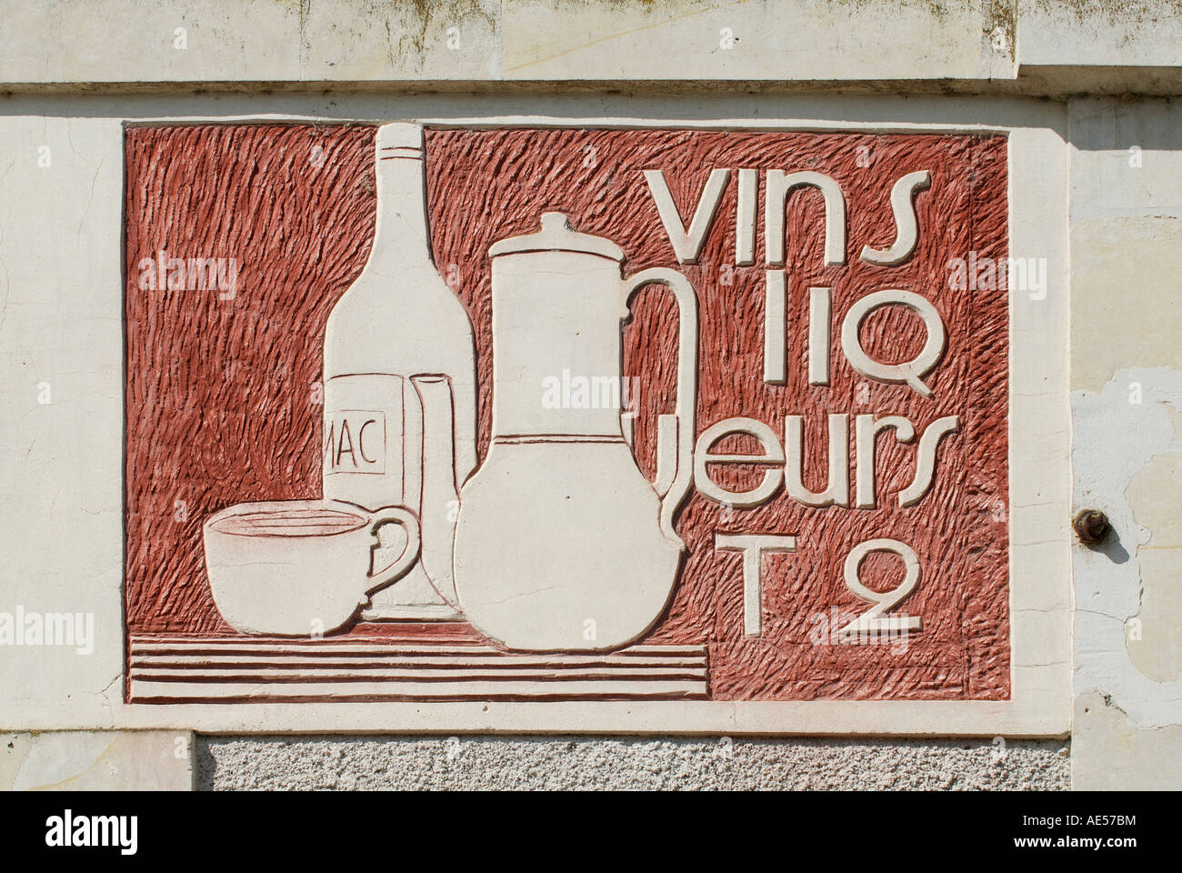 Cafe sign, Le Grand-Pressigny (37350), Indre-et-Loire, France. Stock Photo