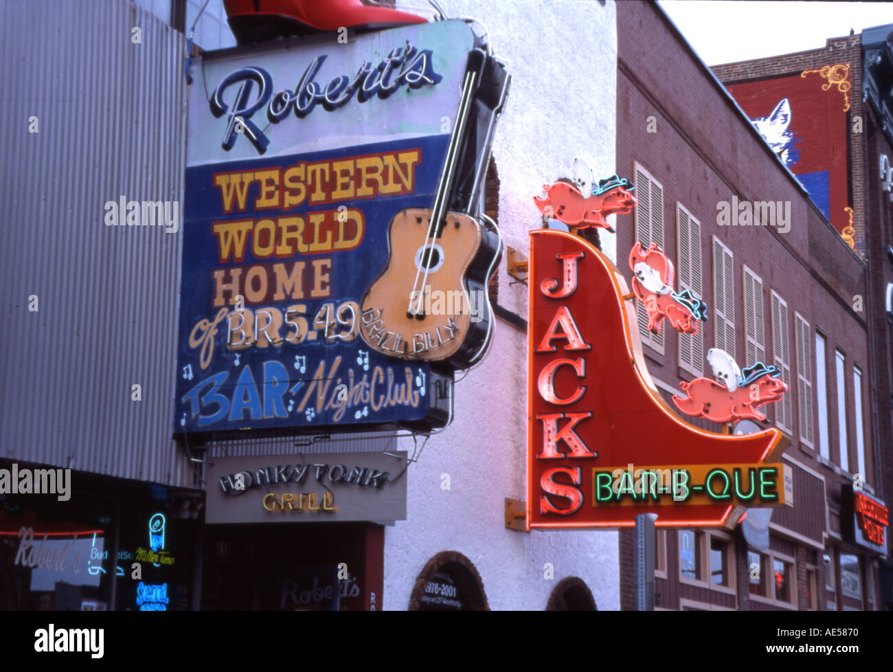 Nashville Tennessee Broadway Jacks Bar B Que and Western World Stock Photo