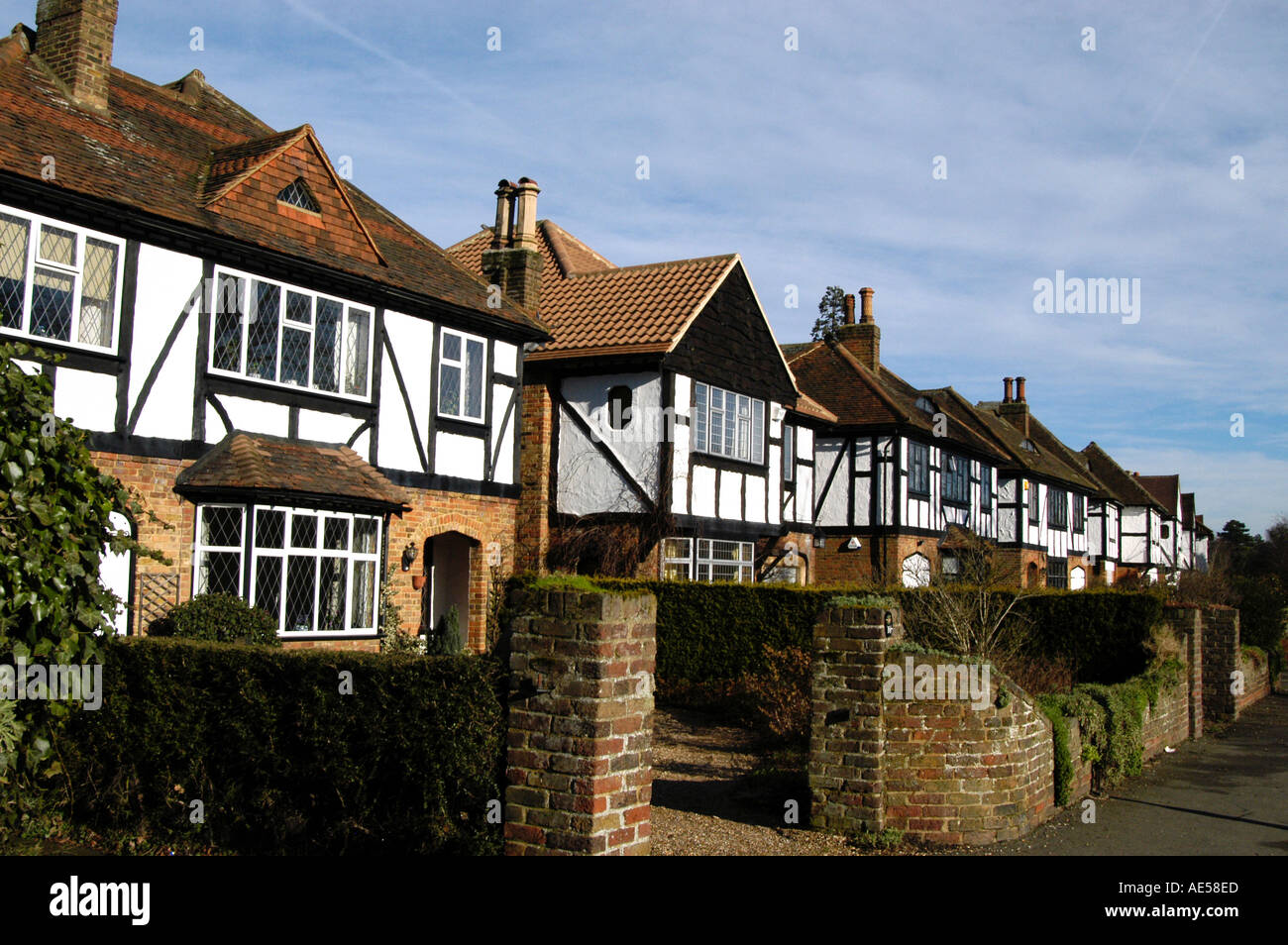 Expensive Mock Tudor houses in Esher, Surrey, England UK Stock Photo
