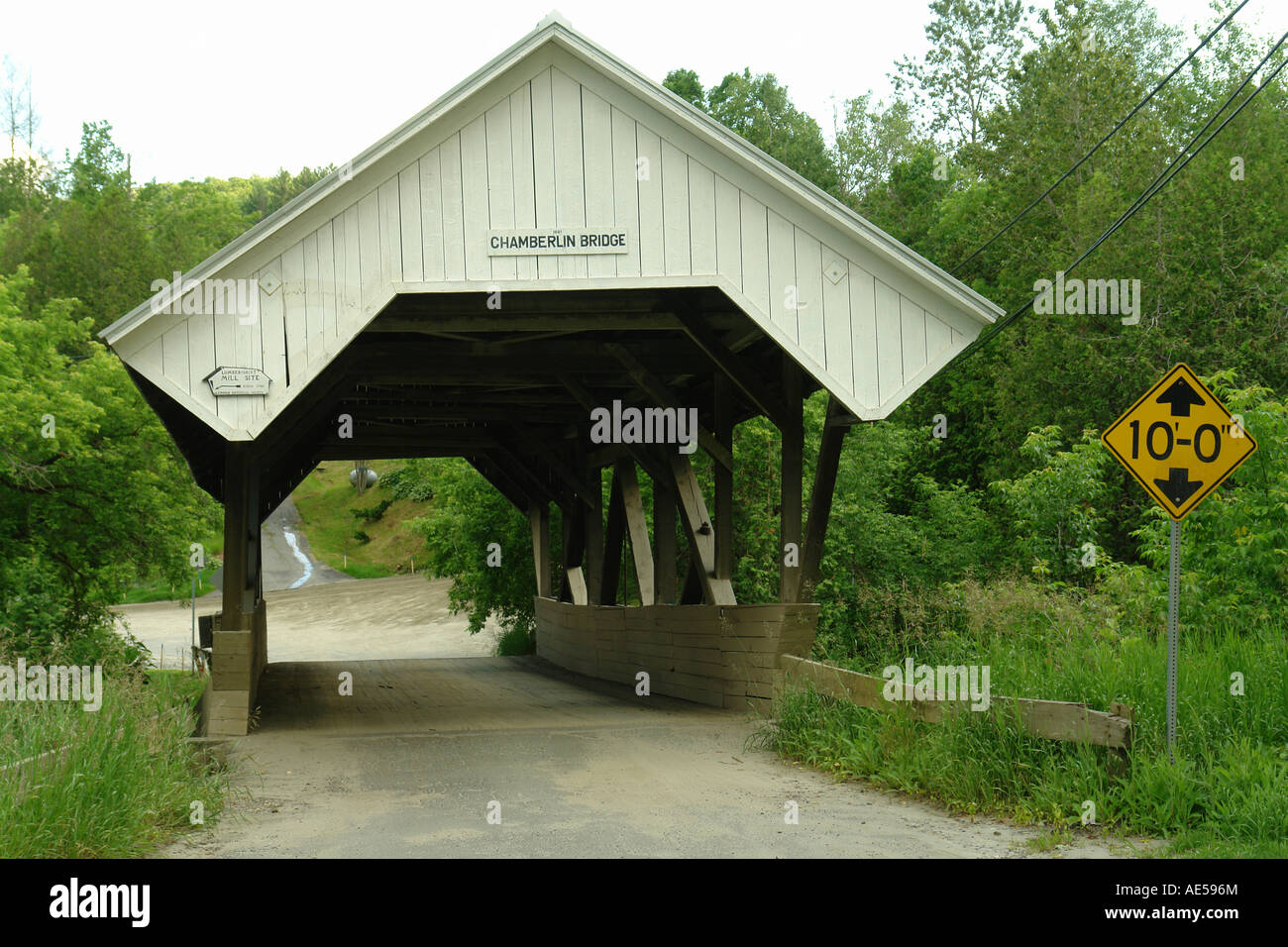 AJD59620, Lyndon, VT, Vermont, Chamberlin Covered Bridge Stock Photo