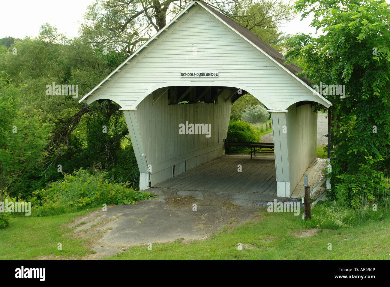 AJD59621, Lyndon, VT, Vermont, School House Covered Bridge Stock Photo