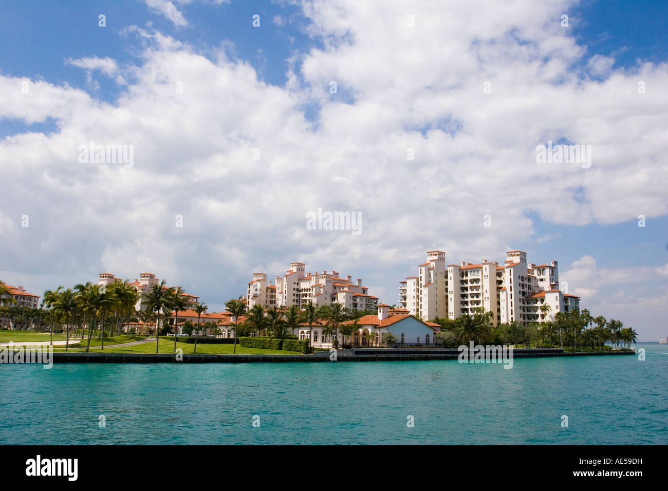 Ultra expensive luxury condominiums on exclusive Fisher Island as seen