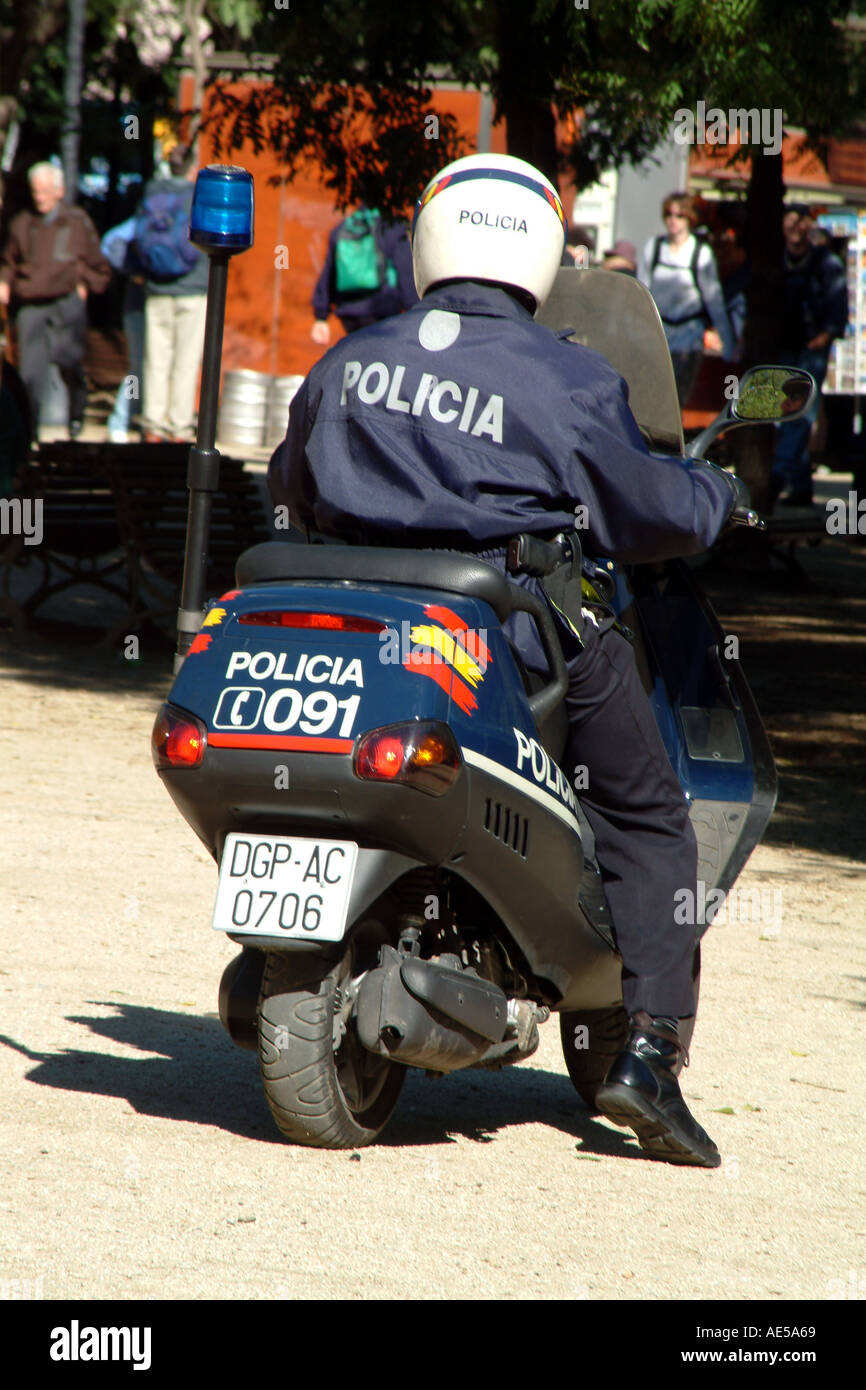 Barcelona Spain Police Officer on Motor Scooter Stock Photo - Alamy