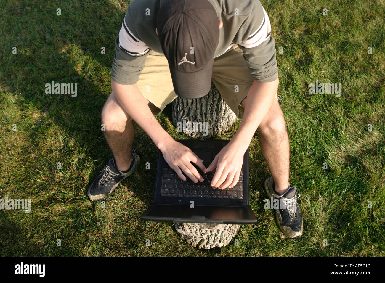 Boy using Laptop Stock Photo