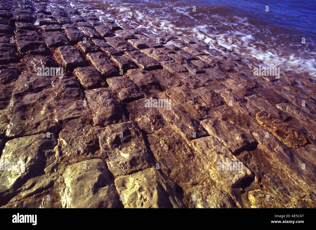 Coastal slabs East Coast, United Kingdom Stock Photo